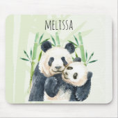 Aquarellbären Panda Bears Mama & Baby in Bamboo Mousepad (Vorne)