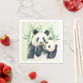 Aquarellbären Panda Bears Mama & Baby in Bamboo Serviette (Beispiel)