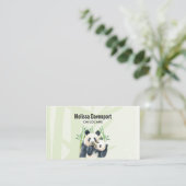 Aquarellbären Panda Bears Mama & Baby in Bamboo Visitenkarte (Stehend Vorderseite)
