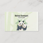 Aquarellbären Panda Bears Mama & Baby in Bamboo Visitenkarte (Vorderseite)