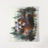 Aquarellbären Rustikale Wildnis Foto Hintergrund Wandteppich (Vorderseite)