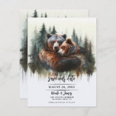 Aquarellbären Rustikale Wildnis Save the Date Einladung (Vorne/Hinten)