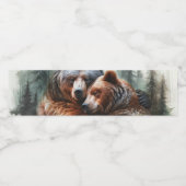 Aquarellbären Rustikale Wildnis Wasserflaschenetikett (Einzelnes Label)