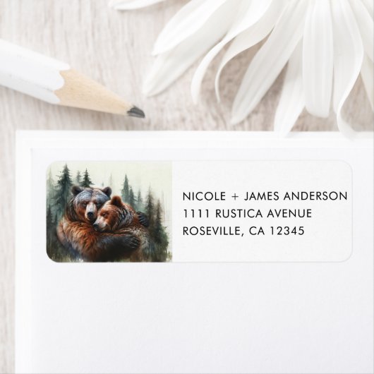 Aquarellbären Rustikale Wildnishochzeit (Insitu)