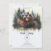 Aquarellbären Rustikale Wildnishochzeit Einladung (Vorderseite)