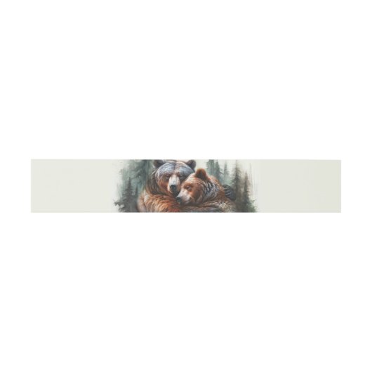 Aquarellbären Rustikale Wildnishochzeit Einladungsbanderole (Flach)