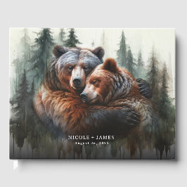 Aquarellbären Rustikale Wildnishochzeit Gästebuch