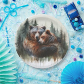 Aquarellbären Rustikale Wildnishochzeit Pappteller (Party)