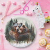 Aquarellbären Rustikale Wildnishochzeit Pappteller (Party)