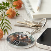 Aquarellbären Rustikale Wildnishochzeit Schlüsselanhänger (Vorderseite rechts)