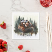 Aquarellbären Rustikale Wildnishochzeit Serviette (Beispiel)