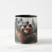 Aquarellbären Rustikale Wildnishochzeit Tasse (Zentrum)