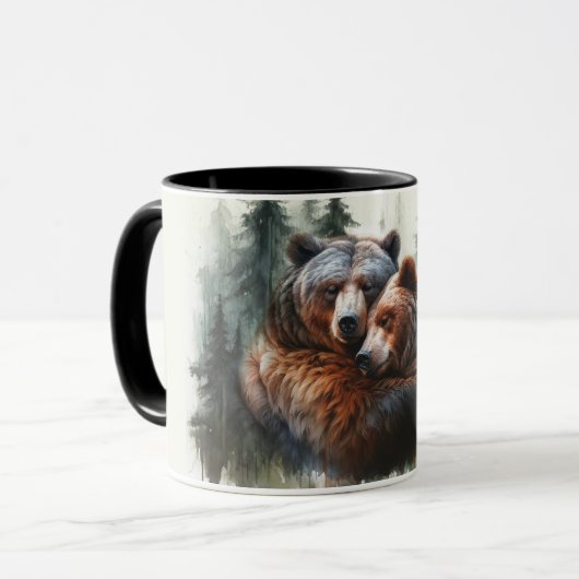 Aquarellbären Rustikale Wildnishochzeit Tasse (Vorderseite Links)