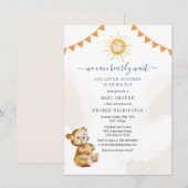 Aquarellbären Sonnenscheinwerfer Kinderdusche Einladung (Vorne/Hinten)