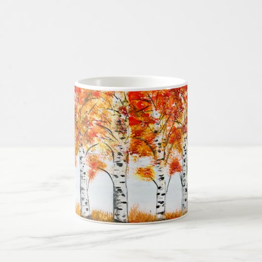 Aquarellbärten fallen Herbst Orangen-Blätter Kaffeetasse (Mittel)