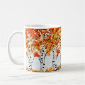 Aquarellbärten fallen Herbst Orangen-Blätter Kaffeetasse (Links)