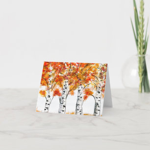 Aquarellbärten fallen Herbst Orangen-Blätter Karte