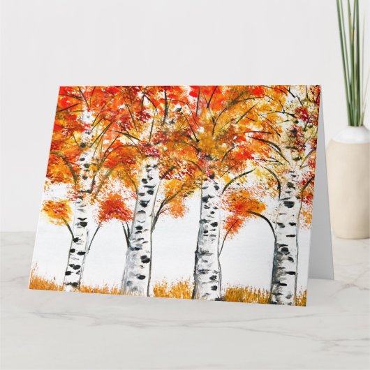 Aquarellbärten fallen Herbst Orangen-Blätter Karte (Vorderseite)