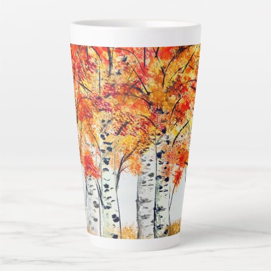 Aquarellbärten fallen Herbst Orangen-Blätter Milchtasse (Vorderseite)