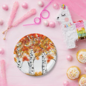 Aquarellbärten fallen Herbst Orangen-Blätter Pappteller (Party)