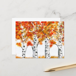 Aquarellbärten fallen Herbst Orangen-Blätter Postkarte