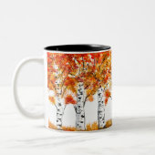 Aquarellbärten fallen Herbst Orangen-Blätter Zweifarbige Tasse (Links)