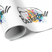 Aquarellbasketball Geschenkpapier (Rolleneckpunkt)