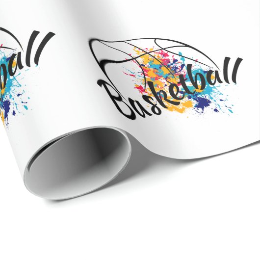 Aquarellbasketball Geschenkpapier (Rolleneckpunkt)