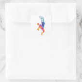 Aquarellbasketball Quadratischer Aufkleber (Tasche)