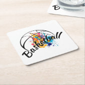 Aquarellbasketball Rechteckiger Pappuntersetzer (angewinkelt)