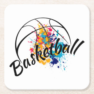 Aquarellbasketball Rechteckiger Pappuntersetzer