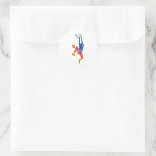 Aquarellbasketball Runder Aufkleber (Tasche)