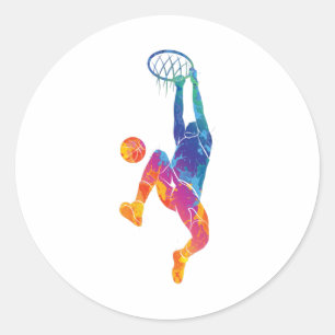 Aquarellbasketball Runder Aufkleber