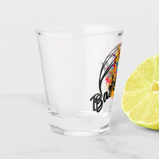 Aquarellbasketball Schnapsglas (Links)