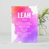 Aquarellbat Mitzvah Einladung (Stehend Vorderseite)