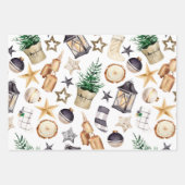 Aquarellbauernhaus Gnome Muster Geschenkpapier Set (Vorderseite)