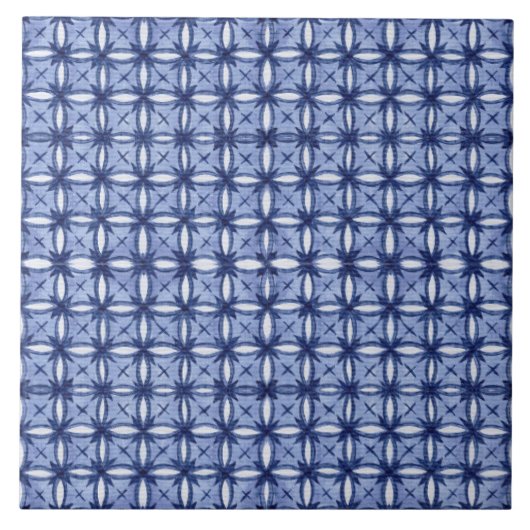 Aquarellbauernhaus Muster Navy Blue White Field Fliese (Vorderseite)