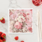 Aquarellbauernhof Pink Roses & White Cosmos Serviette (Beispiel)