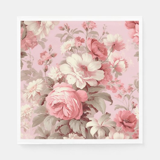 Aquarellbauernhof Pink Roses & White Cosmos Serviette (Vorderseite)