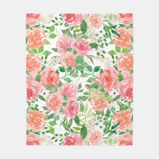 Aquarellbauernhof Rose Fleecedecke (Vorderseite)