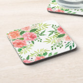 Aquarellbauernhof Rose Getränkeuntersetzer (Linke Seite)