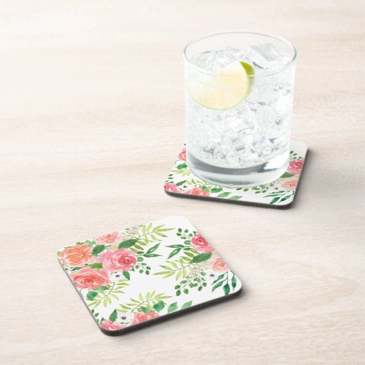 Aquarellbauernhof Rose Getränkeuntersetzer (Rechte Seite)