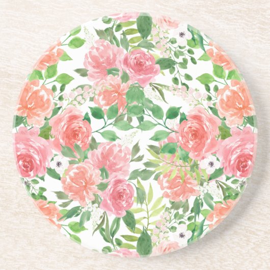 Aquarellbauernhof Rose Getränkeuntersetzer (Vorne)