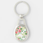 Aquarellbauernhof Rose Schlüsselanhänger (Vorderseite)