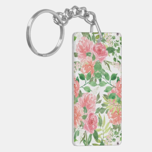 Aquarellbauernhof Rose Schlüsselanhänger (Vorderseite links)