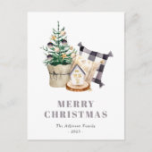 Aquarellbauernhof Rustikales Weihnachtsfest Feiertagspostkarte (Vorderseite)