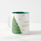 Aquarellbaum Frohe Weihnachtsfeier Tasse (Vorderseite Links)