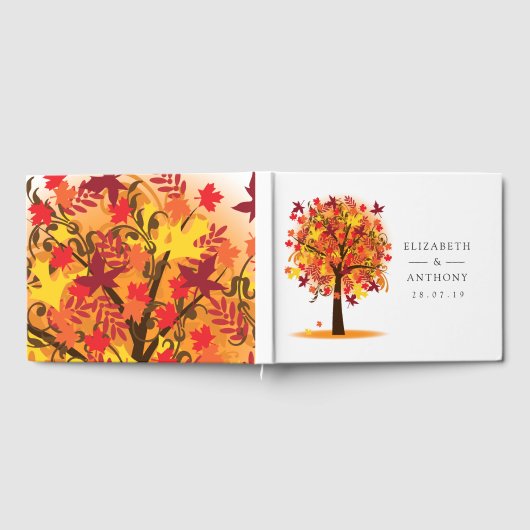 Aquarellbaum Herbstliche Hochzeit im Herbst Gästebuch (Voll)