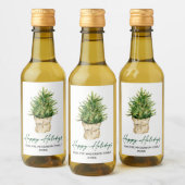 Aquarellbaum Kalligraphie Tinte Minimalistischer U Weinetikett (Flaschen)