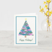 Aquarellbaum-Karte - Happy Holidays Karte (Gelbe Blume)